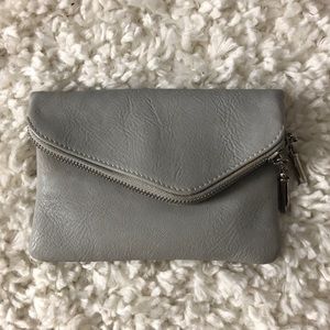 NWT Francesca’s leather gray crossbody bag